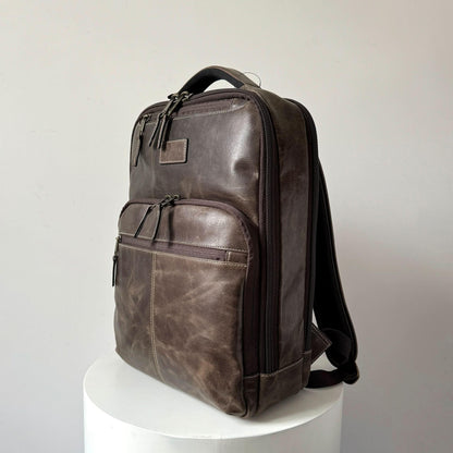 Crazy Horse Full-Grain Leather Laptop Backpack – Premium, Rugged & Stylish MiamiLeathers.com