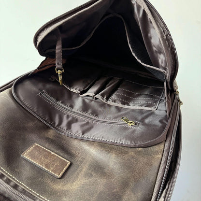 Crazy Horse Full-Grain Leather Laptop Backpack – Premium, Rugged & Stylish MiamiLeathers.com