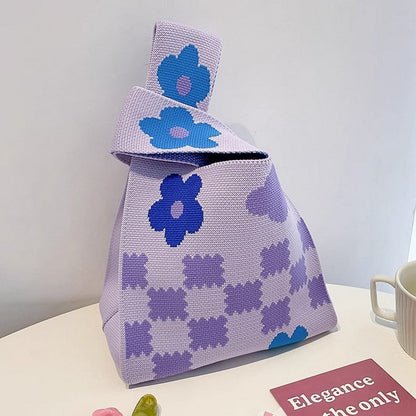 Retro Pattern Knit Storage Pouch - Wolvess