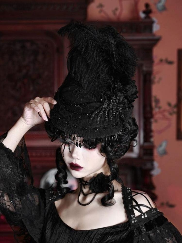 Spider Lace Halloween Flat Hat - Wolvess