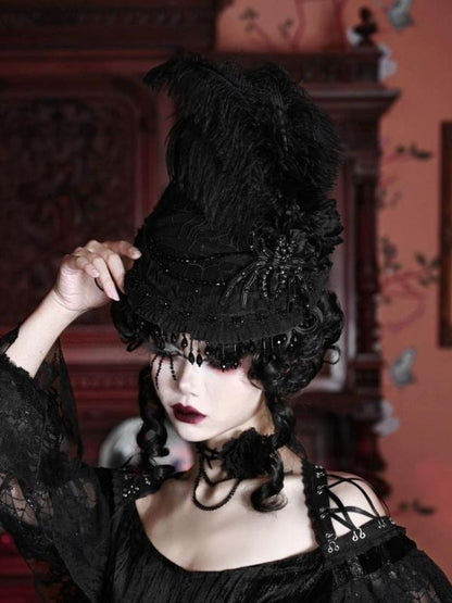 Spider Lace Halloween Flat Hat - Wolvess