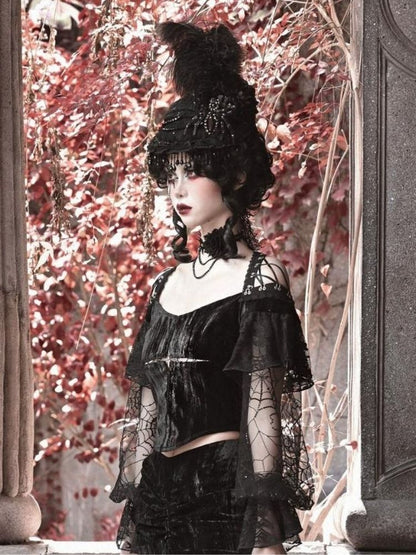 Spider Lace Halloween Flat Hat - Wolvess