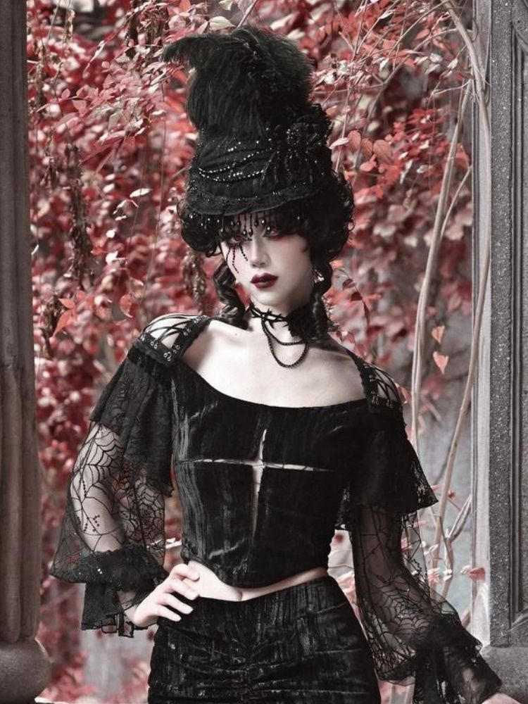 Spider Lace Halloween Flat Hat - Wolvess