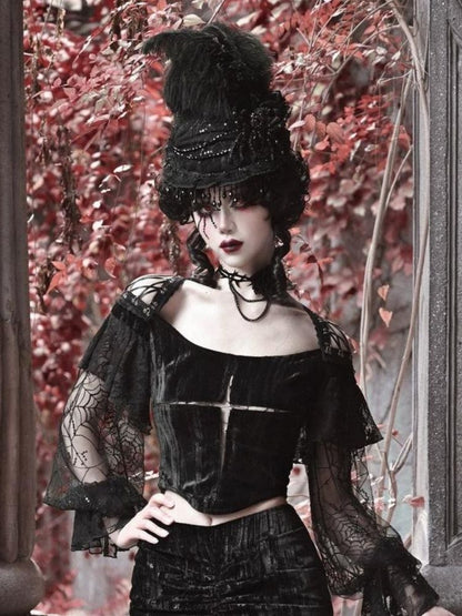 Spider Lace Halloween Flat Hat - Wolvess
