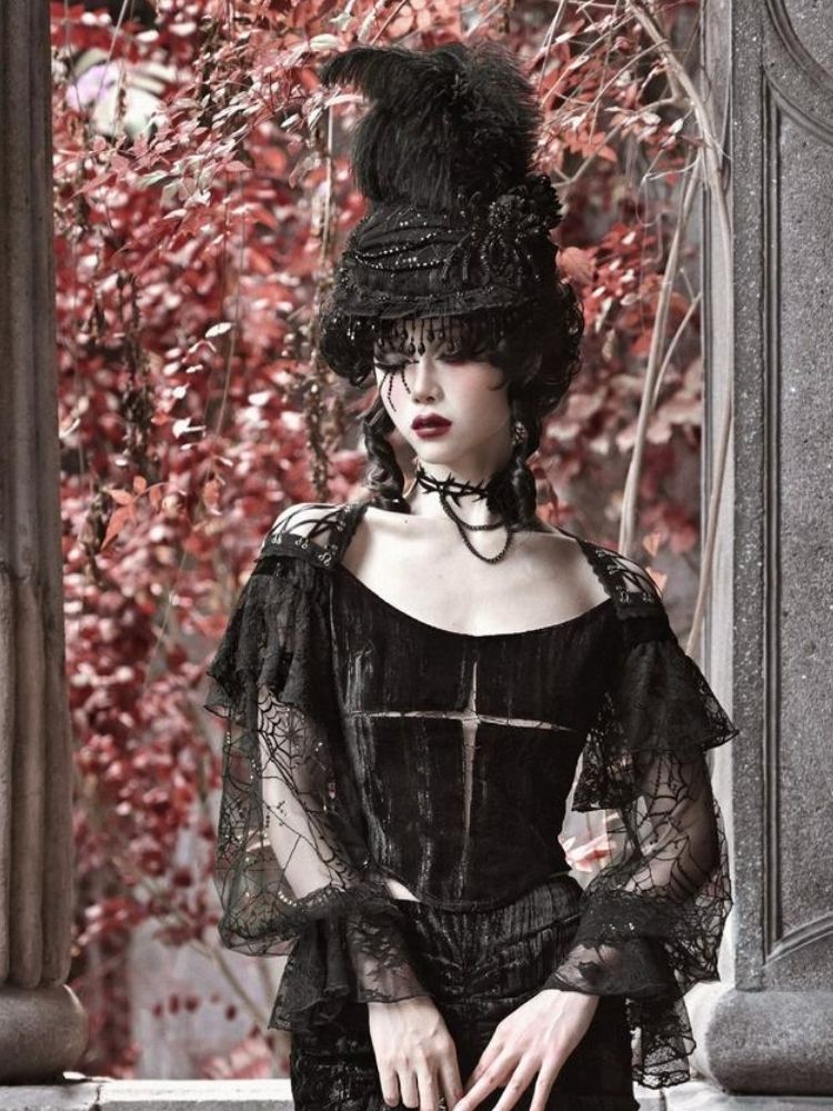 Spider Lace Halloween Flat Hat - Wolvess