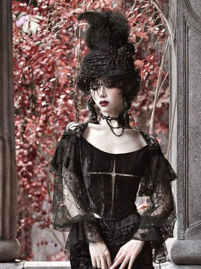 Spider Lace Halloween Flat Hat - Wolvess