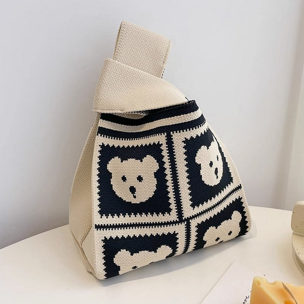Retro Pattern Knit Storage Pouch - Wolvess