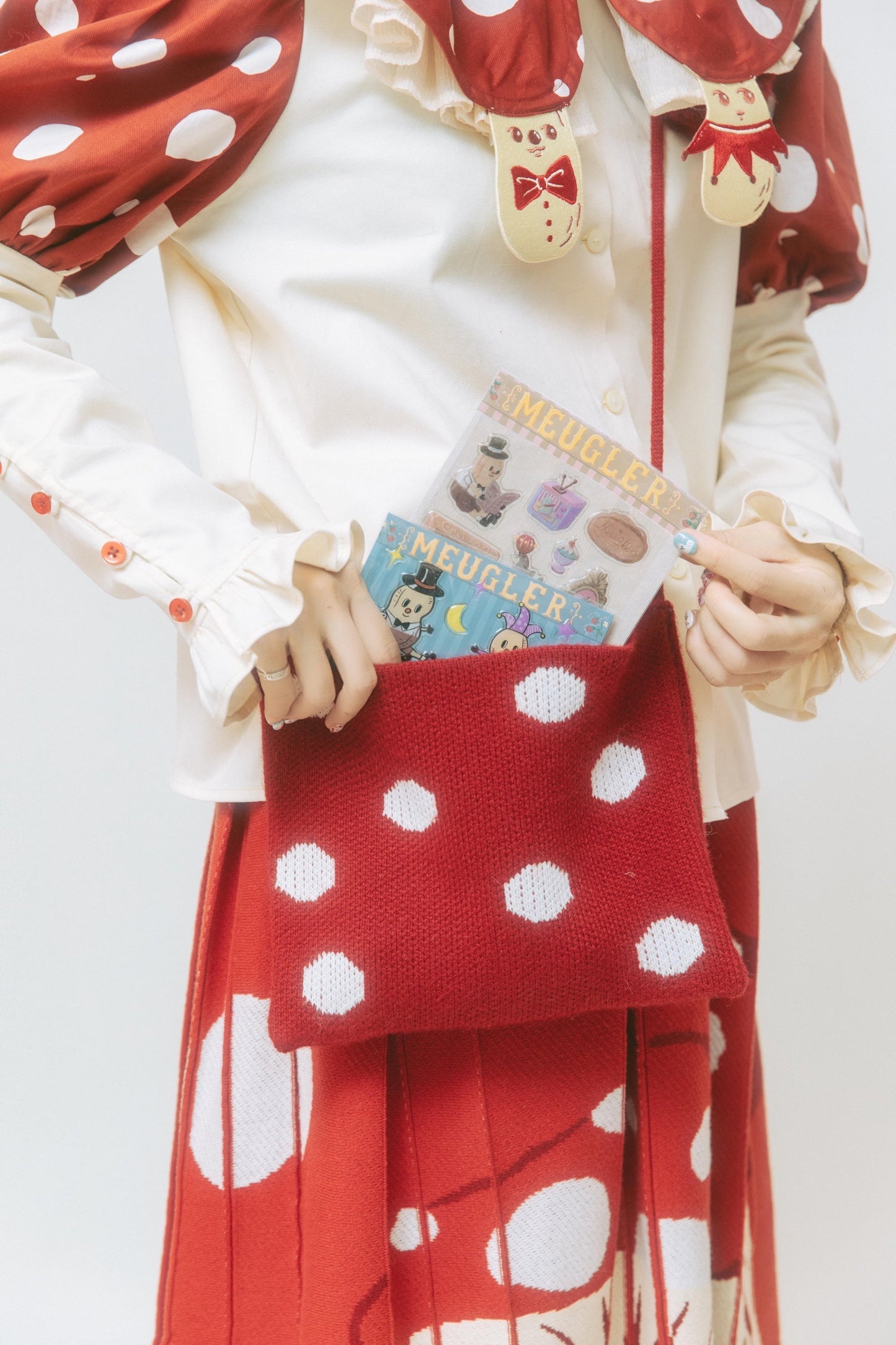 Red Polka Dot Pom Pom Hat - Wolvess