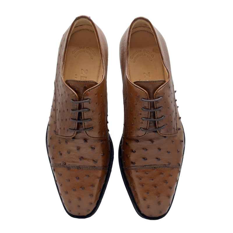 23-538-BDY ANDREA Ostrich Quill Lace Up, Brandy Zelli Italia