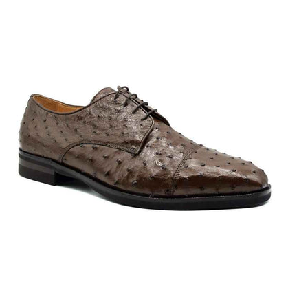 23-538-BRN ANDREA Ostrich Quill Lace Up, Brown Zelli Italia