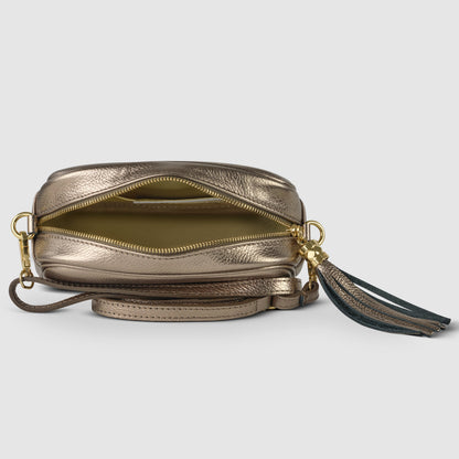 Italian Genuine Metallic Calf Leather Crossbody Bag 231302 TAKEASY