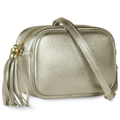 Italian Genuine Metallic Calf Leather Crossbody Bag 231302 TAKEASY