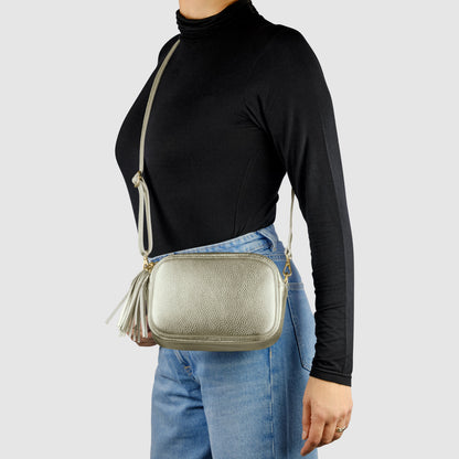 Italian Genuine Metallic Calf Leather Crossbody Bag 231302 TAKEASY