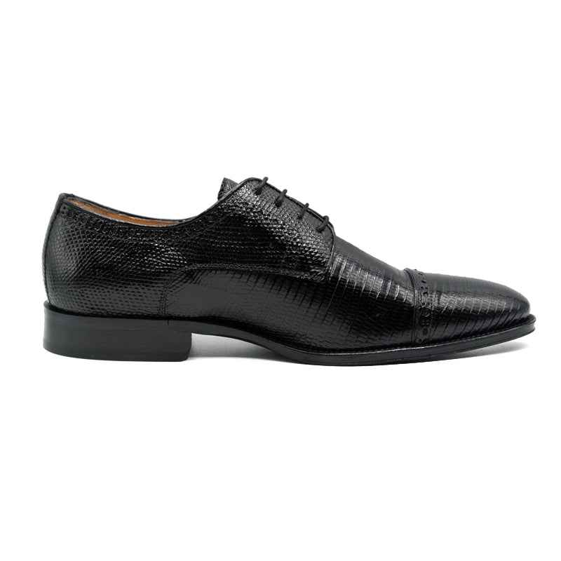 24-526-BLK GIOVANNI Teju Lizard Lace Up, Black Zelli Italia