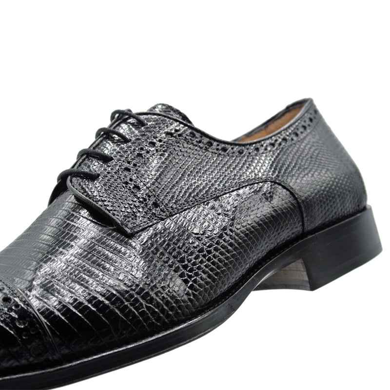24-526-BLK GIOVANNI Teju Lizard Lace Up, Black Zelli Italia
