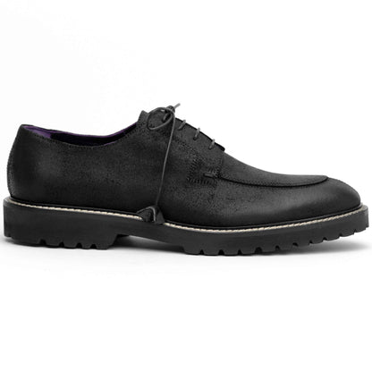 26-224-BLK CAMPO Sueded Goatskin Lace Up with Wax Finish, Black Zelli Italia