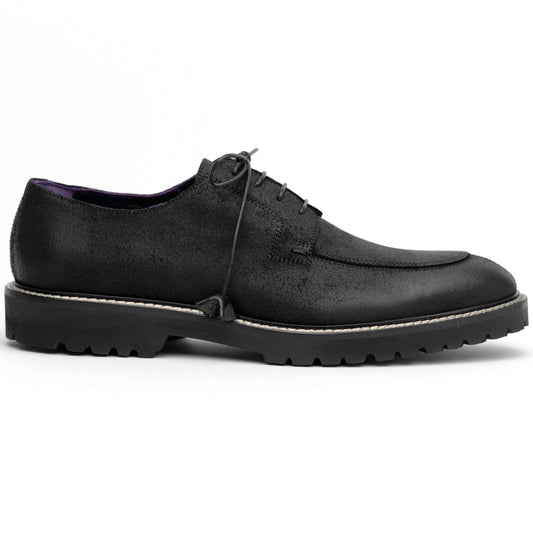 26-224-BLK CAMPO Sueded Goatskin Lace Up with Wax Finish, Black Zelli Italia