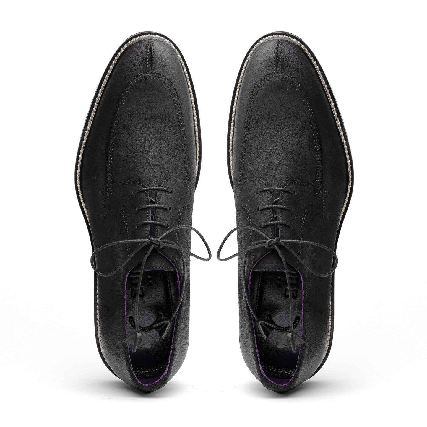 26-224-BLK CAMPO Sueded Goatskin Lace Up with Wax Finish, Black Zelli Italia