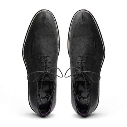 26-224-BLK CAMPO Sueded Goatskin Lace Up with Wax Finish, Black Zelli Italia