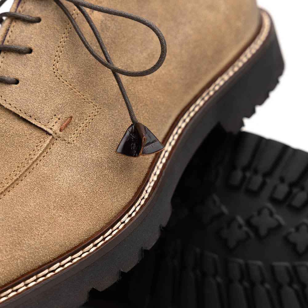 26-224-OAK CAMPO Sueded Goatskin Lace Up with Wax Finish, Oak Zelli Italia