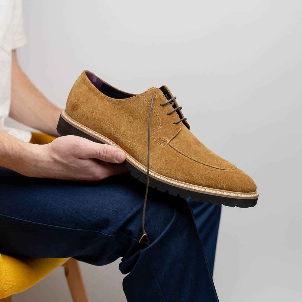 26-220-TOB CAMPO Sueded Goatskin Lace Up, Tobacco Zelli Italia