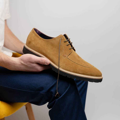 26-220-TOB CAMPO Sueded Goatskin Lace Up, Tobacco Zelli Italia