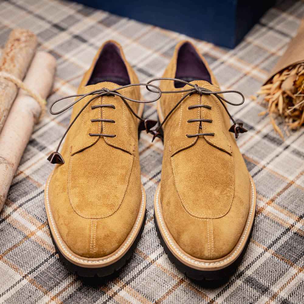 26-220-TOB CAMPO Sueded Goatskin Lace Up, Tobacco Zelli Italia