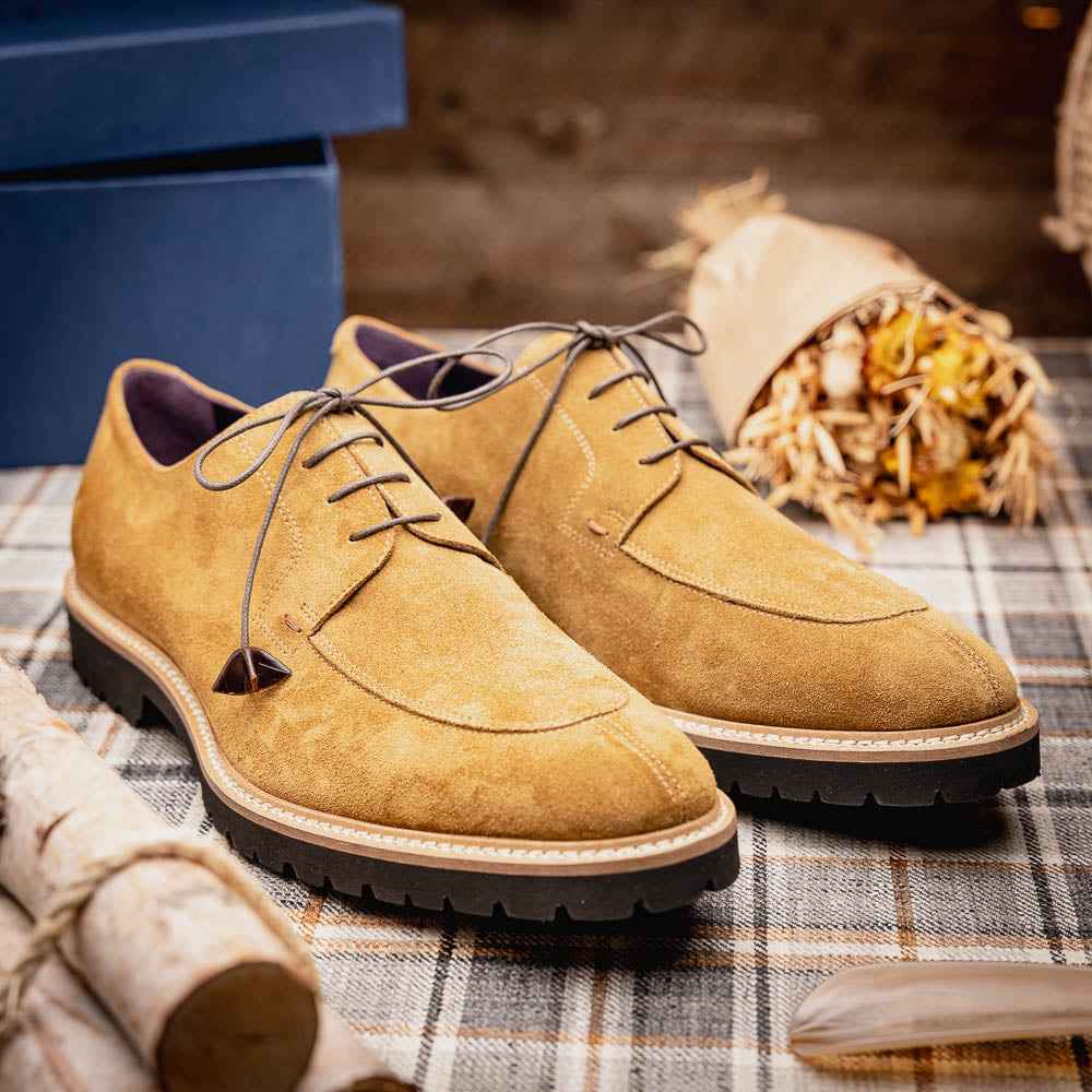 26-220-TOB CAMPO Sueded Goatskin Lace Up, Tobacco Zelli Italia