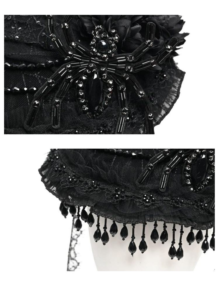 Spider Lace Halloween Flat Hat - Wolvess
