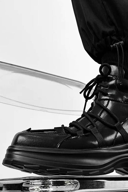 Black Chunky Platform High-Top Sneakers - Wolvess