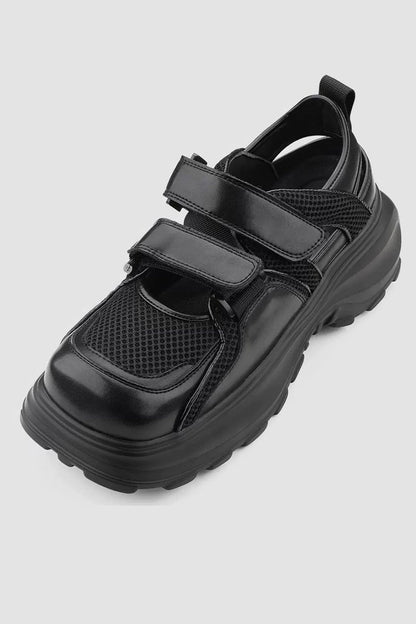 Black Platform Mesh Sneakers - Wolvess