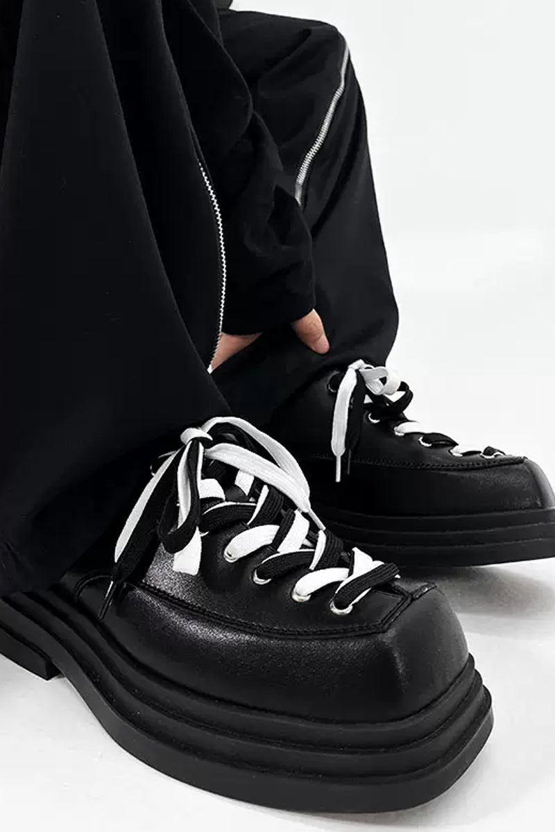 Contrast Platform Chunky School Shoes - Wolvess
