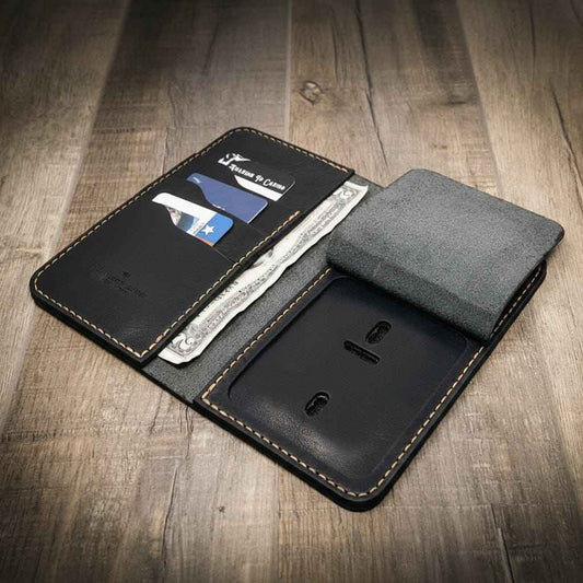 Badge Long Wallet - Black Bull Sheath Leather