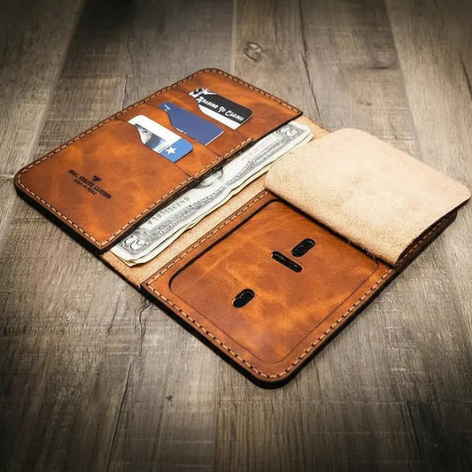 Badge Long Wallet - Chestnut Bull Sheath Leather