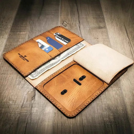 Badge Long Wallet - Saddle Tan Bull Sheath Leather