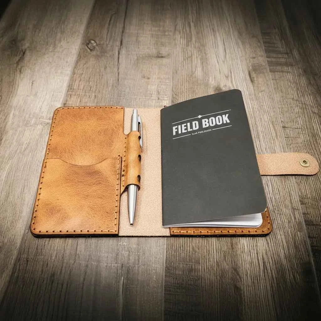 Leather Field Notes Cover -  Saddle Tan Bull Sheath Leather