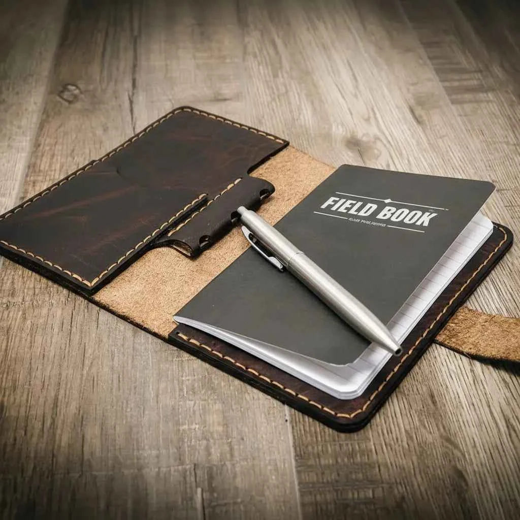Leather Field Notes Cover -  Walnut Brown Bull Sheath Leather