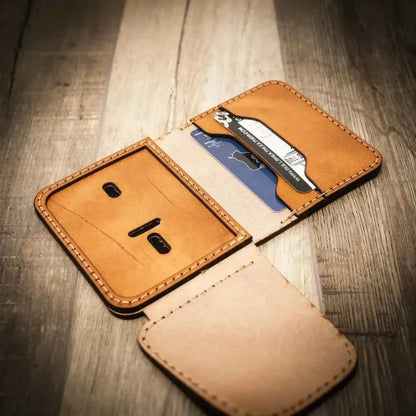 Minimalist Badge Wallet - Saddle Tan Bull Sheath Leather