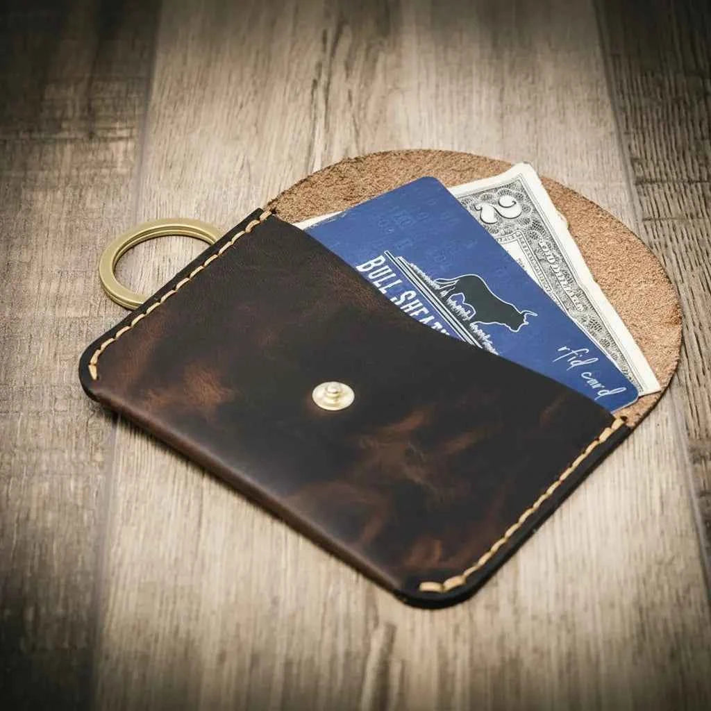 The Richmond Leather Keychain Wallet in Walnut Brown Bull Sheath Leather