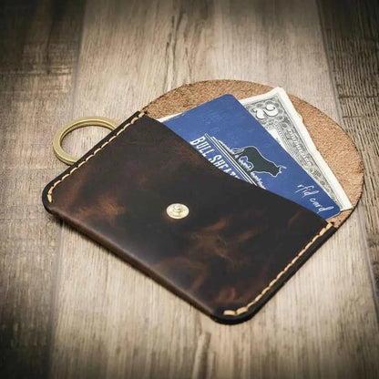 The Richmond Leather Keychain Wallet in Walnut Brown Bull Sheath Leather