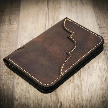 Western Vertical Wallet - Walnut Brown Bull Sheath Leather