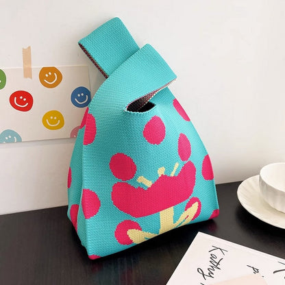 Retro Pattern Knit Storage Pouch - Wolvess