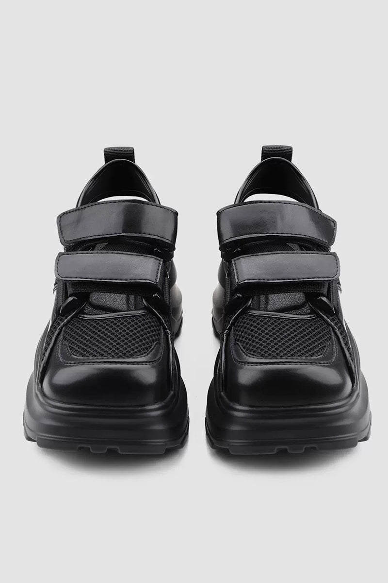 Black Platform Mesh Sneakers - Wolvess