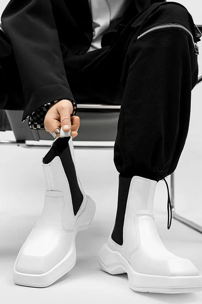 Contrast Stitch Platform Boots - Wolvess