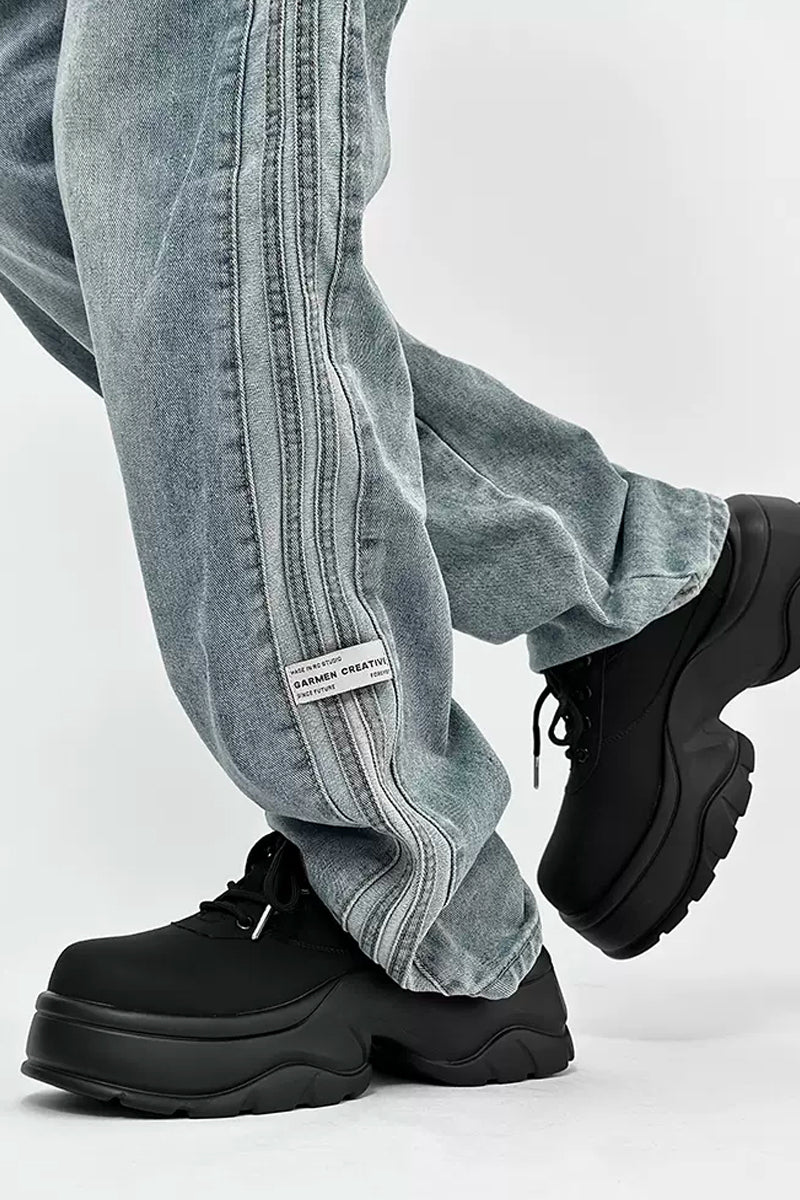 Black Chunky Platform Derby Sneakers - Wolvess