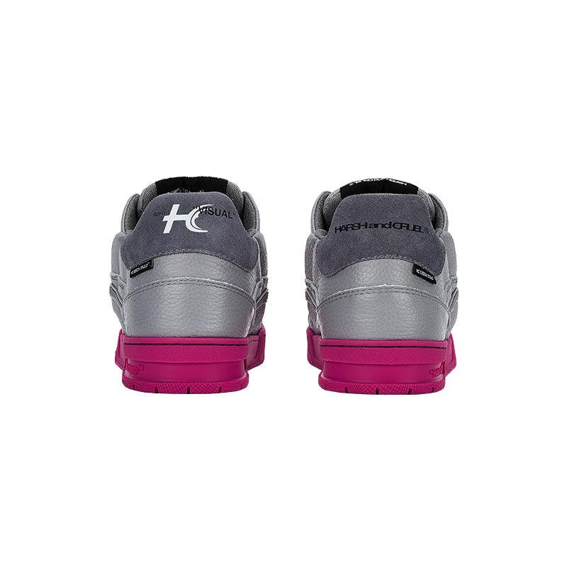 Grey and Pink Classic Low Top Sneakers - Wolvess