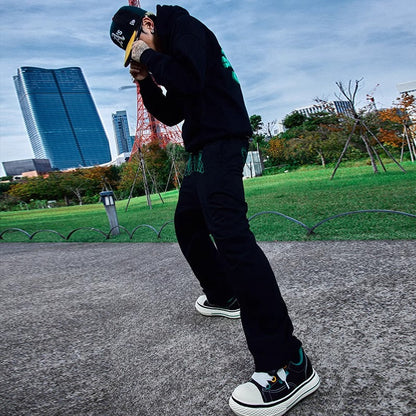 Canvas Platform Sneakers Black Green - Wolvess