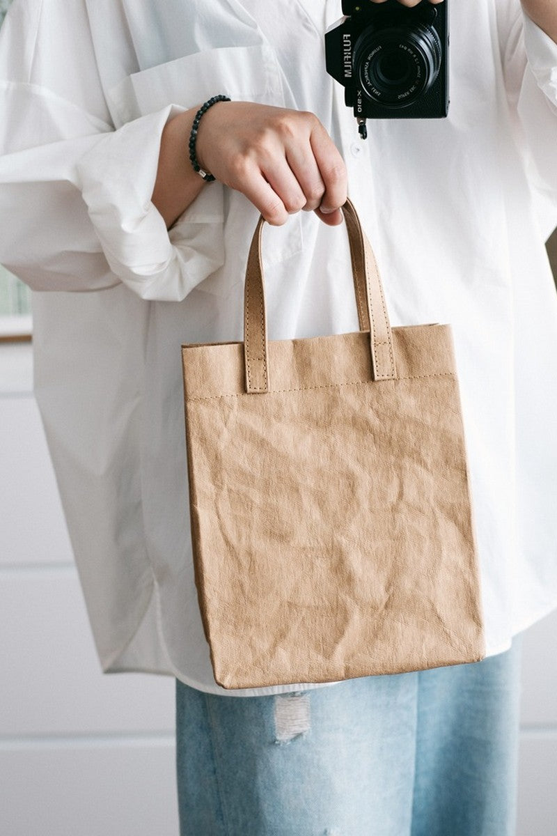 Mini Kraft Fake Paper Tote Bag - Wolvess