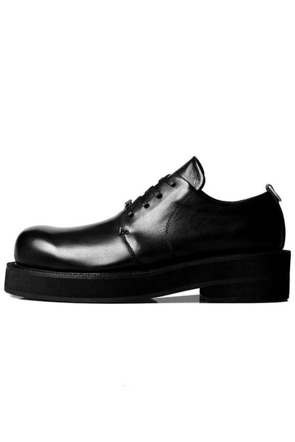 Black Leather Platform Derby Shoes - Wolvess