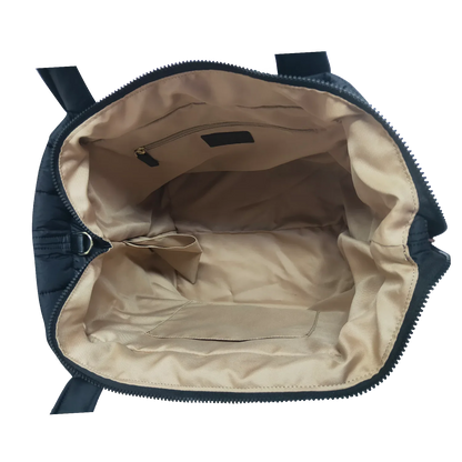 Quilted Nylon Tote – Lightweight, Triple-Zip, Travel & Work Ready MiamiLeathers.com